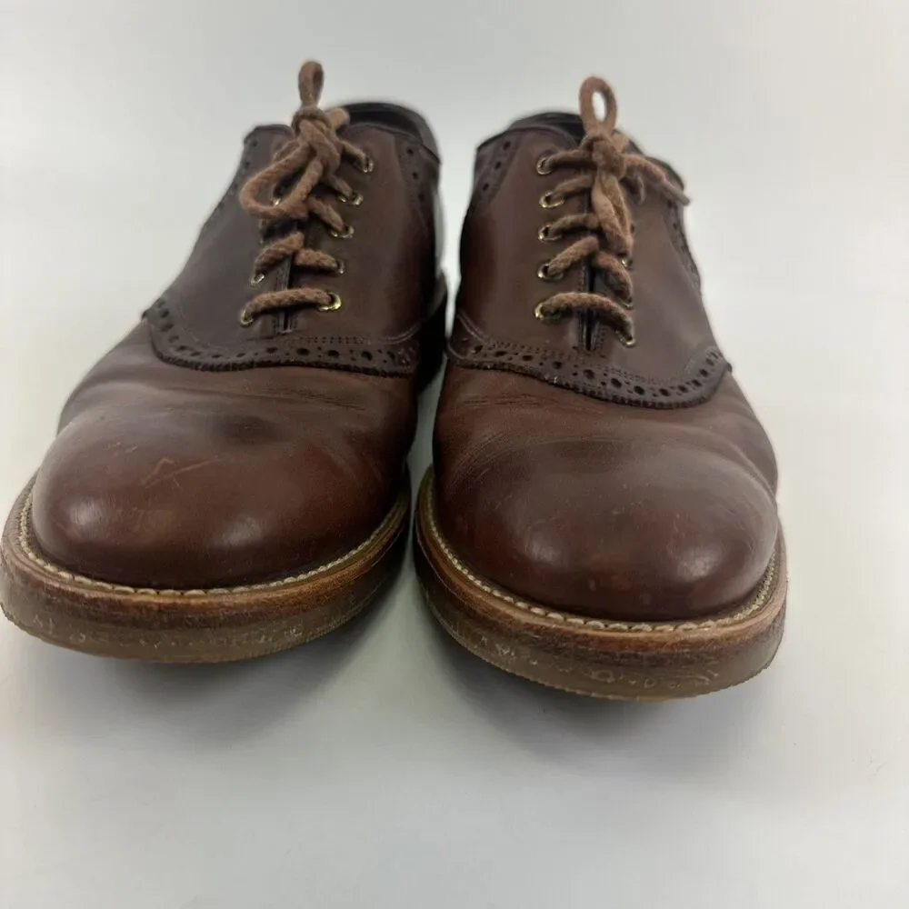 Johnston‎ And Murphy Brogue Brown Leather Oxford Lace Up Vibram USA Mens 8.5 M